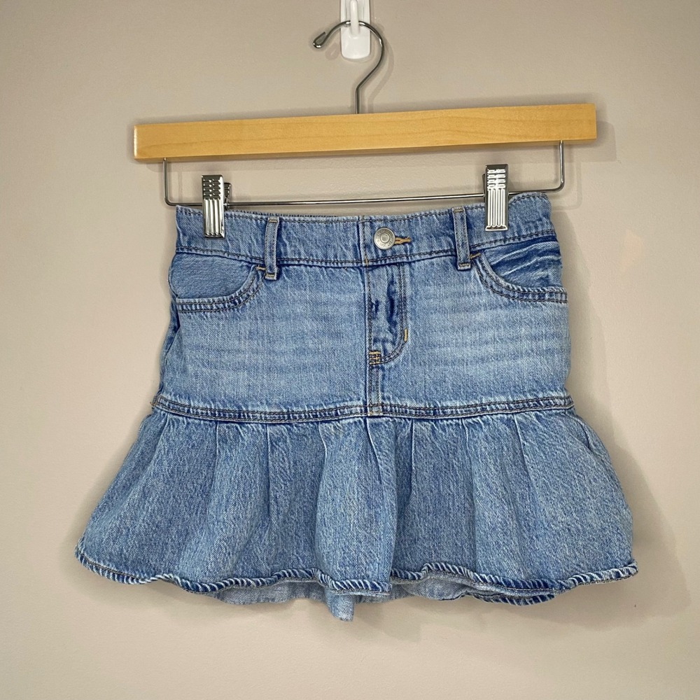 Abercrombie Kids Girls Light Wash Denim Ruffle Hem Skort Size 9/10 Regular Blue